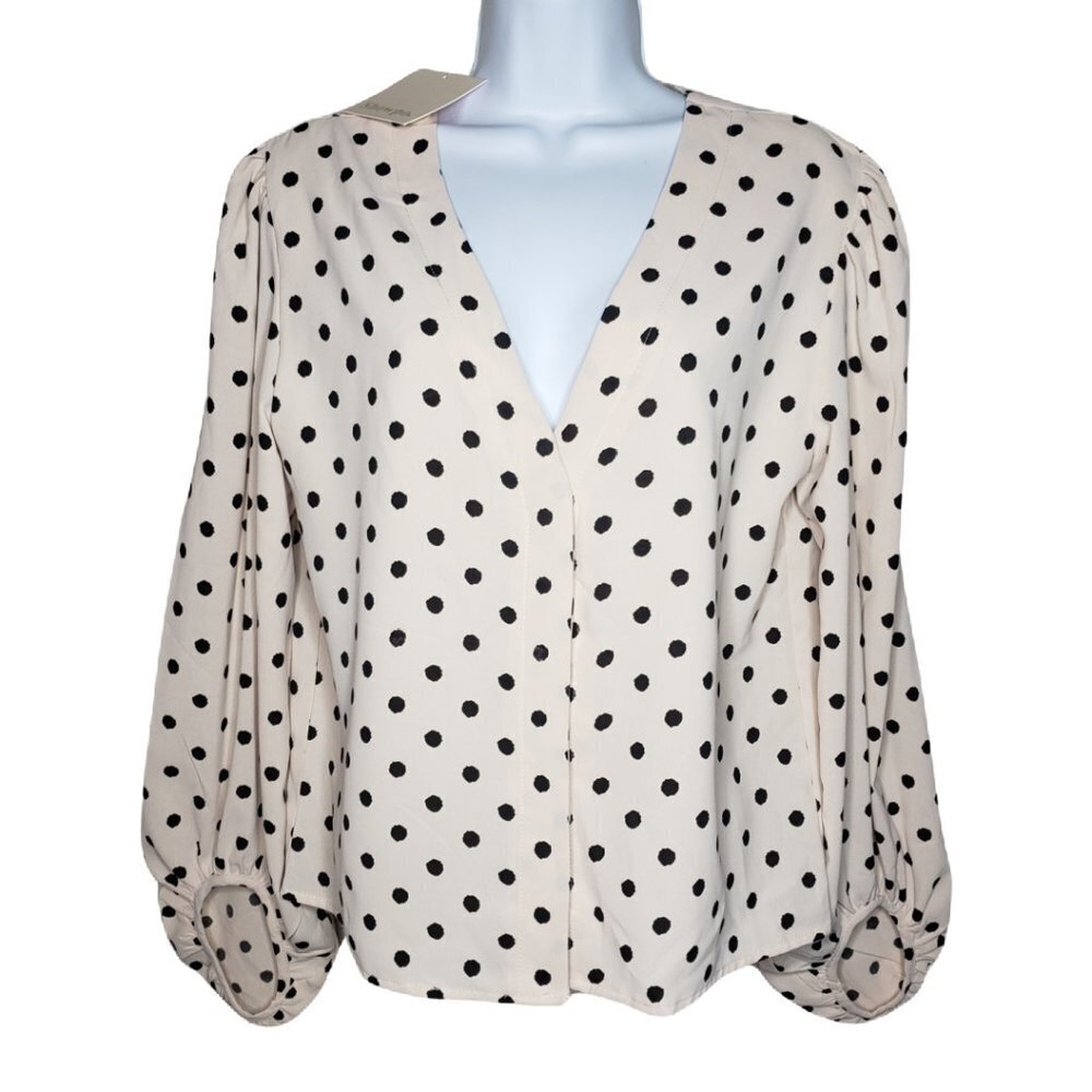 NWT Show po. Sz 10 V-neck Polkadot Blouse (1125)